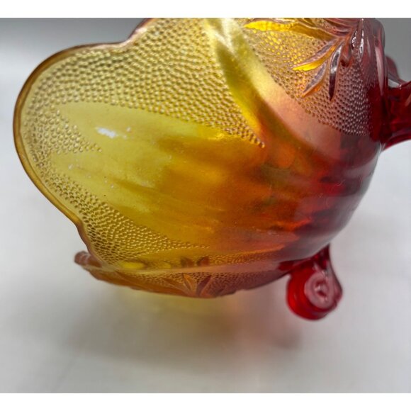 Vtg Amberina Bowl Footed Oval Saw Tooth Serving 10"x6"x5” - Picture 7 of 12